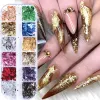 Золото, серебро, красный цвет, цветная фольга для дизайна ногтей, бумага, нерегулярные алюминиевые наклейки для ногтей, маникюр, блестящий гель-лак, украшение для ногтей BJ