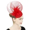 Coiffes Mode Mariée Chapeau De Mariage Fascinator Marron Cheveux Accessoires Femmes Fête Occasion Casque Avec Maille Chapeaux Épingle À Cheveux Chapellerie