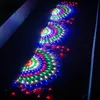 Strings Thrisdar 3M 424LED 3pcs Peacock String Lights Outdoor Mesh Net Led Fairy Christma Wedding Year Decor Garland LightsLED