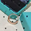 Rings Jewelry t U-shaped Lock Color Separation Ring Female Titanium Steel Single Row Half Diamond Personality Versatile Gold Plated Fashion Niche 6RA1 CHO4
