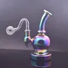 Rainbow Design Narguilé Verre Brûleur À Huile Bong Conduites D'eau Bubbler Main Fumer Pipe À Eau Recycleur Dab Rig Bong avec 14mm Mâle Verre Brûleur À Huile Tuyau Et Tabac Bol