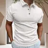 Hommes t-shirts hommes chemises d'été à manches courtes décoration de poche revers couleur solide slim fit