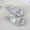 First Walkers Princess Girls Party Shoes Children Sandalen kleurrijke pailletten hoge hakken Peep Toe Summer Kids CSH813 230424