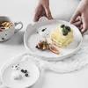 Dinnerware Sets Cute Bear Cutlery Ceramic Bowl Plate Plates Bowls Breakfast Milk Cup Cartoon Tableware Coffee White Dinner Set