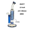 Glass Bong Hookah Rig/Bubbler för rökning Bong 13 tum höjd med 19 mm kvinna och skål 680 g vikt Bu077 (2 färger)