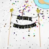 Festliche Lieferungen 1 Set Happy Birthday Cake Toppers Banner Flag Baby Shower Party Cupcake Topper Kids Girl Boy Dekorationen