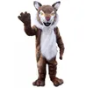 Gorąca sprzedaż Brown Wildcat Bobcat Mascot Costume Top Cartoon Anime Teme Postacie Karnival unisex dla dorosłych rozmiar Bożego Narodzenia przyjęcie urodzinowe strój na zewnątrz garnitur