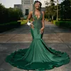 Emerald Deep V-hals sjöjungfrun Prom-klänningar Sökpärlade sjöjungfru kväll födelsedagsfest andra mottagningsklänningar afrikanska nigeria formella klädföreningen klänning st283