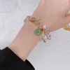 Bärade Ruifan Natural Green Jade Flower Waterdrop Pendant Multicolor Rutilated Quartz Crystal Armband Women Fine SMEEXKE YBR572 230424