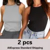 Kvinntankar Camis Två sommartröjor Sexig backless Top Y2K Rose Red Casual Sports Shoulder T-shirt 230425