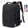 BANGE Mochila de viagem masculina, mochila escolar expansível, bolsa USB, grande capacidade, 17,3 e 15,6, laptop, à prova d'água, moda