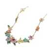 Ketten europäischer und amerikanischer Schmuck Bunte vierblättrige Kleeblatt-Schmetterlings-Perlen-Blumen-süße elegante Halskette im Mori-Stil