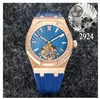 R8 Factory Rose Gold Royal Watches mens luxury BBR ETA watch Skeleton flywheel automatic Blue dial Tourbilon Mechanical Men Sapphire Watches 904L stainless steel