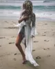 Roupa de banho feminina tecido de bambu renda praia cobrir sexy sem costas pagode manga cardigan férias proteção solar camisa biquíni