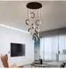 Hanglampen ring aluminium kroonluchter villa wenteltrap woonkamer decoratieve lamp familie verlichting moderne led -glans