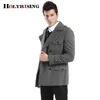 Misto lana da uomo Cappotto da uomo Cappotti casual Cappotto da uomo spesso doppio petto Cappotto morbido e caldo Capispalla Casaco Masculino Panni grigi 18254-5 Nadi22