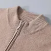 Les pulls masculins automne et demi-col à demi-cou semi-zipper épaissison de cachemire de vison tricot en tricot