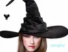 Berets Fashion Black Folds Witch Hats Angled Hat Wizard Halloween For Creative Witches Props Gift