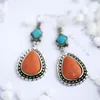 Dingle örhängen vintage Big Water Drop Orange Stone Boho Tribal S Natural Handmade Earring Women Jewelry