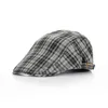 Spring Summer Thin Beret Hat Checked Cloth Art Retro Peaked Cap Casual Flat Driver Newsboy Caps for Women Men Sunhat