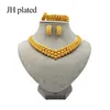 Bruiloft sieraden sets Nigeria Dubai Gold Color Sieraden Sets Afrikaanse bruids bruidsgeschenken Partij voor vrouwen Bracelet ketting oorbellen Ring Set kraag 230425