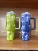 New Arrival! 40oz Tie Dye Travel Tumbler With Handle Stainless Steel Double Wall Insulated Bandhnu Cups Plangi Mugs B0036