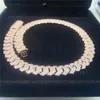 Zuanfa Custom Cuban Necklace 15mm Rose Gold Color Jewelry VVS Lab Diamond Moissanite Iced Out Cuban Link Chain