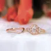 Fedi nuziali bellissime per le donne Colore argento Rotondo Pietre bianche cave Set Gioielli da sposa per festa di fidanzamento