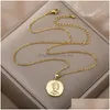 Collane con ciondolo Collana con moneta da donna Colore dorato Dieci centesimi Spirito del mare Ngoreru Elizabeth Isle Of Women Dichiarazione Collier Regalo Goccia Dhwhf