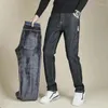 Jeans pour hommes Marque Vêtements Hiver Polaire Chaud Hommes Coton Droit Denim Pantalon Classiques Affaires Épais Flocage Pantalon Mâle Plus Taille