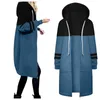 Kvinnorjackor 2023 Autumn Casual Women Long Hoodies Sweatshirt Coat Zip Up Outerwears Hooded Jacket Winter Pockets Plus Size Outwear Tops