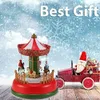 Christmas Decorations Illuminated Village Decoration Carnival Scene Animated Carousel with Led Light Holiday Ornaments Gifts Music 231124