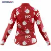 Racing Vestes HIRBGOD 2023 Rouge Mignon Barbe Blanche De Noël Maillot De Cyclisme À Manches Longues Pour Femmes Automne À Séchage Rapide Top Porter Des Vêtements