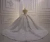 2024 squisito abito da ballo floreale abito da sposa con maniche lunghe applicazioni di perline di lusso bottone posteriore Dubai abiti da sposa abiti Mariage Vestido De Noiva