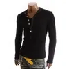 Herr t-skjortor 2023 Spring Long Sleeve T-shirt Old V-ringen Öppen varumärkesdesigner Skjorta Slim Button Packet Cardigan Tee Top