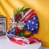 Dekorativa blommor konstgjorda blommor krans självständighetsdagen patriotik för 4 juli USA flagga gröna blad dekor ytterdörr