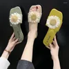 Slippers 2023 Design Summer Outer Wear Small Daisies Beach Drag Woman Shoes Flat With Leisure Slides Fashion Flower Fresh