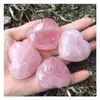 Artes e artesanato Natural Rose Quartz Heart Pink Crystal Cryved Palm Love Healing Gemstone Lover Gife Stone Gems Drop Deliver