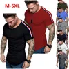 Camisetas de verano para hombre, camiseta informal de verano para hombre, ropa de calle ajustada de manga corta deportiva de retales sólidos con cuello redondo de talla grande