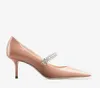 Sandales femme escarpins en cuir verni BING PUMP talons de 65 mm luxueux bracelet en cristal bouts pointus AURELIE robe de soirée de mariage de style classique talons hauts