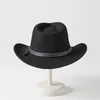 Berets Autumn Winter Large Brim Wool Fashion Bucket Hat For Men Bowknot Dress Jazz Cowboy Leisure Tourism Woolen Bowler