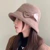 Berets 2023 Autumn Winter Wool Blend Warm Bucket Hat Women Fashion Bow Vintage Fisherman Hats Spring Felt Foldable