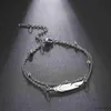 Anklets Ankles of Women Men Silver Color Feather Stainless Steel Double Foot Chain Beach Style Trendiga kvinnliga smycken Tillbehör R231125