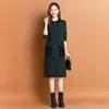 Winter Casual Graphic Yellow Sweaters Dress Long Sleeve Women Designer O-Neck Slim Vacation Midi Knitted Dresses 2023 Spring Autumn Soft Warm Runway Party Frocks