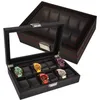 Horloge Dozen 5/6/10/12 Girds Koolstofvezel Display Box Organizer Storage Case Transparante Stand Caja para Relojes