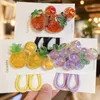 Hårtillbehör 2st Set Cartoon Plastic Sparkling Strawberry Cherry Grape Long Elastic Band Girl Sweet Kawaii Fairy Ponytail Rubber Ties