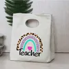 Paquetes de hielo Bolsas isotérmicas Rainbow Teacher Print Bolsas de lonchera portátiles con aislamiento térmico Bento Tote Oficina Escuela Enfriador de alimentos Bolsa de almacenamiento Teacher Gif J230425