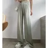 Women's Pants Acetate Ice Silk Straight Trousers For Women Full Length Loose Thin Wide Leg Summer Solid Pant Female P032