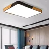 Plafonniers Nordic LED Lampe Rectangle En Bois Maison Salon Chambre Étude Surface Monté Luminaire Télécommande Contr