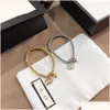 Corrente Bangle Jóias Pulseiras Link Carta Pingente 18K Gold Sier Luxo Charme Designer Acessórios Mulheres Aço Inoxidável Alternar Drop D DHI9M